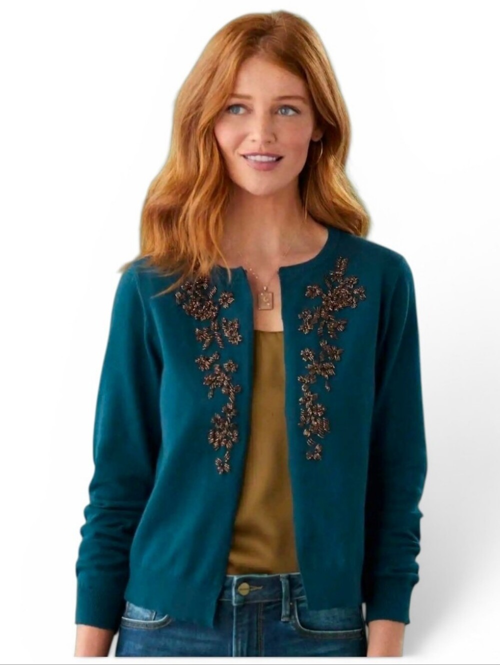 NWOT SUNDANCE Teal Ember Bloom Beaded Cardigan - Small